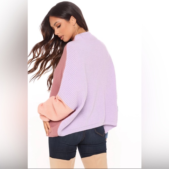 Pink Oversized Colourblock Sweater 8 - Picture 3 of 7
